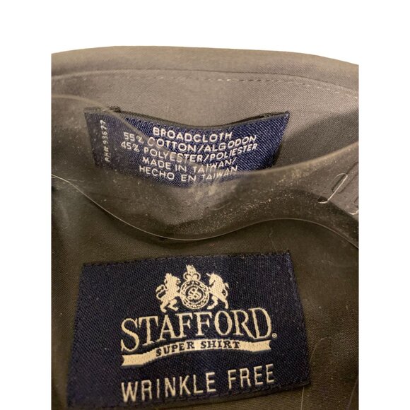 Stafford Wrinkle-Free Broadcloth Dress Shirt Size 16.5/34-35 Midnight Grey - Picture 3 of 7